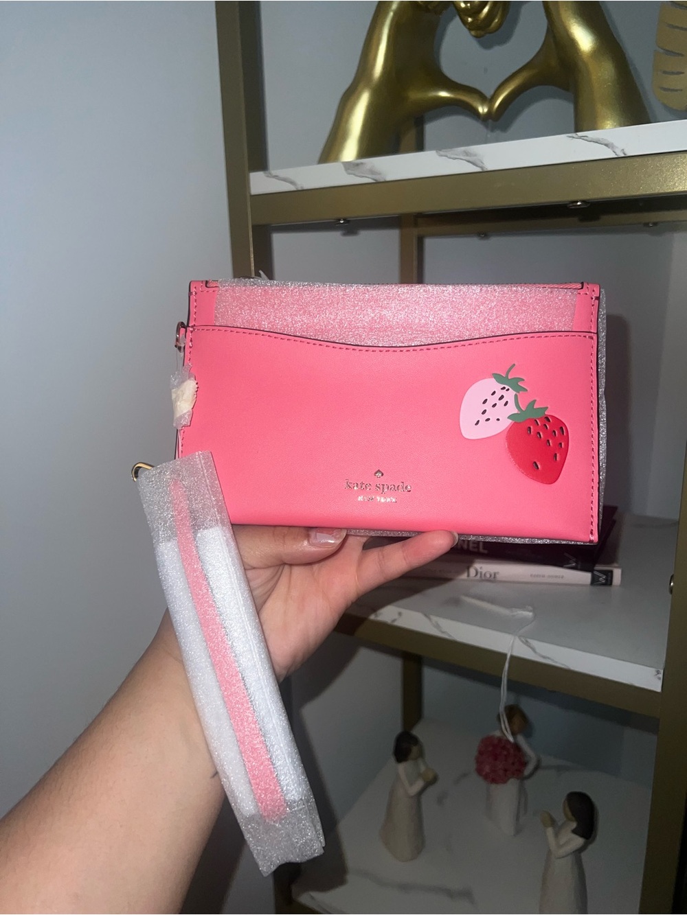 kate spade Pink Strawberry Wristlet Card Holder